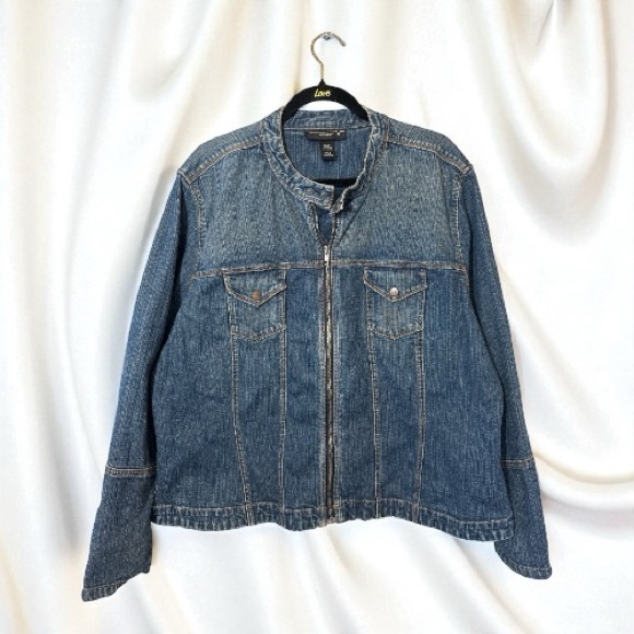 Venezia Plus Size Blue Denim Jacket - Picture 1 of 7